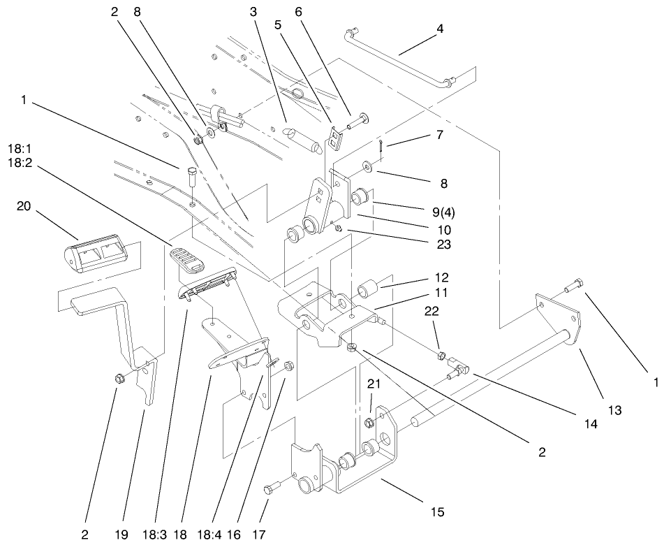 Hydro Controls Assembly Diagram and Parts List for 73561 9900001 - 9999999 Toro Lawn Tractor