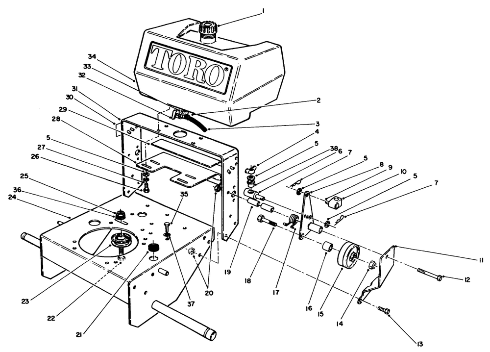 Frame Assembly Diagram and Parts List for 30114 1000001 - 1999999 Toro Lawn Tractor Accessories