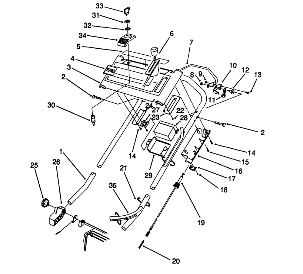 S.P. Handle Assembly Diagram and Parts List for 20925 0000001 - 0999999 Toro Lawn Mower