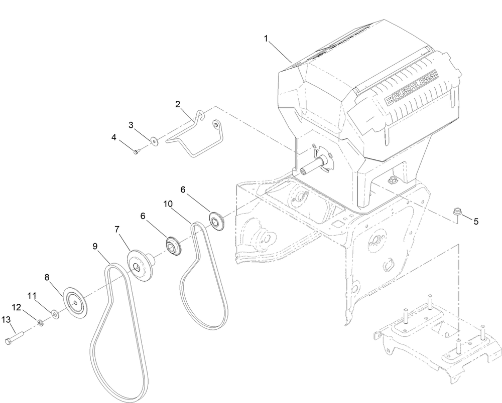 Powerhead, Pulley And Belt Assembly Diagram and Parts List for 39926T 400000000 - 411699999 Toro Snow Blower