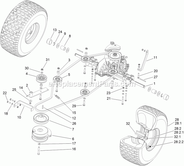 Transmission Drive Assembly Diagram and Parts List for 74585 312000001-312999999 Toro Lawn Mower