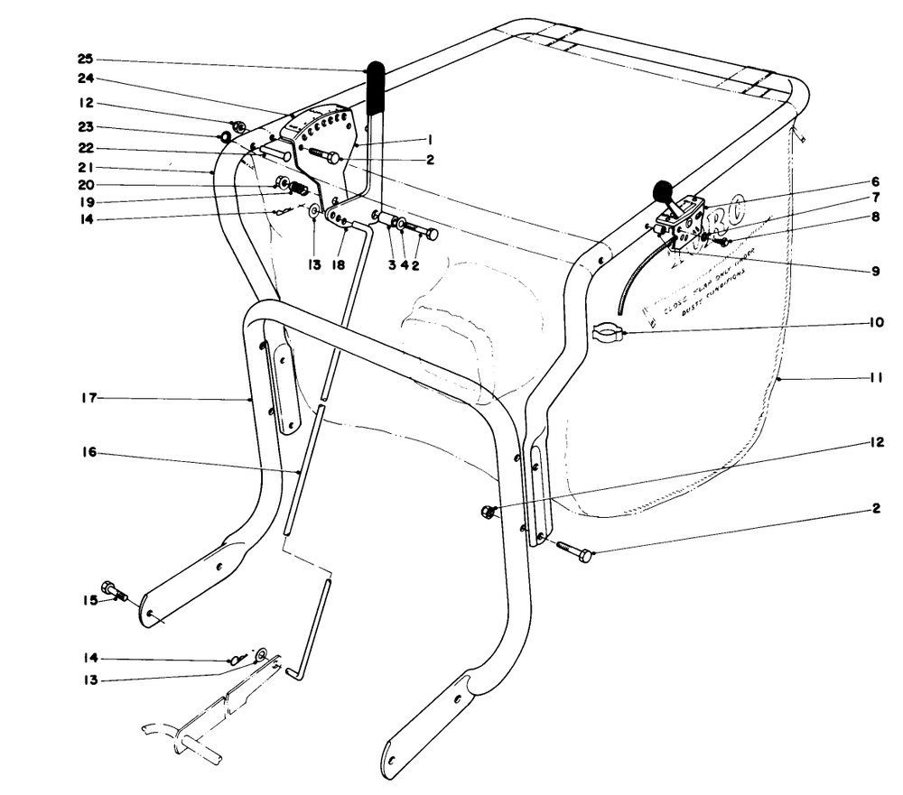 Controls & Handle Assembly (Model 62912) Diagram and Parts List for 62912 9000001 - 9999999 Toro Leaf Blower / Vacuum