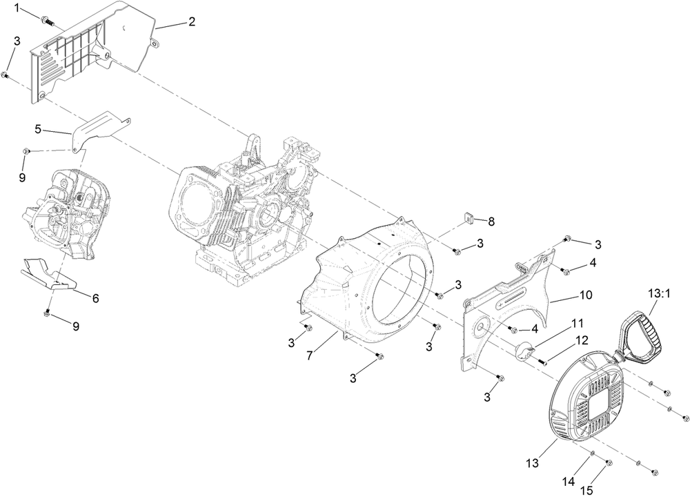 Blower Housing And Shrouds Assembly Diagram and Parts List for 38870 409000000 - 999999999 Toro Snow Blower