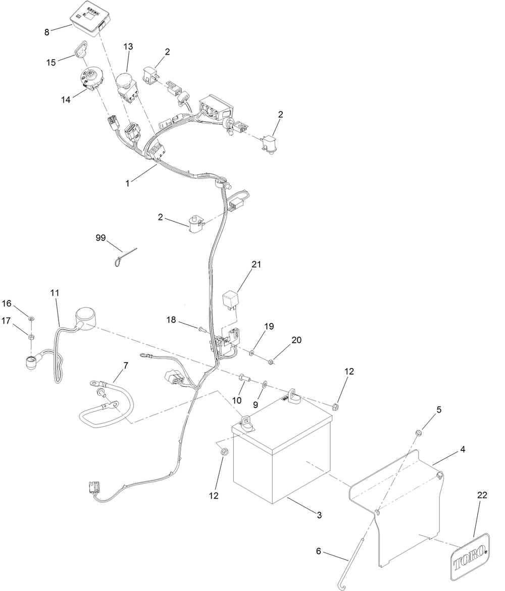 Wire Harness Assembly Diagram and Parts List for 79505 400000000-402884999 Toro Lawn Mower