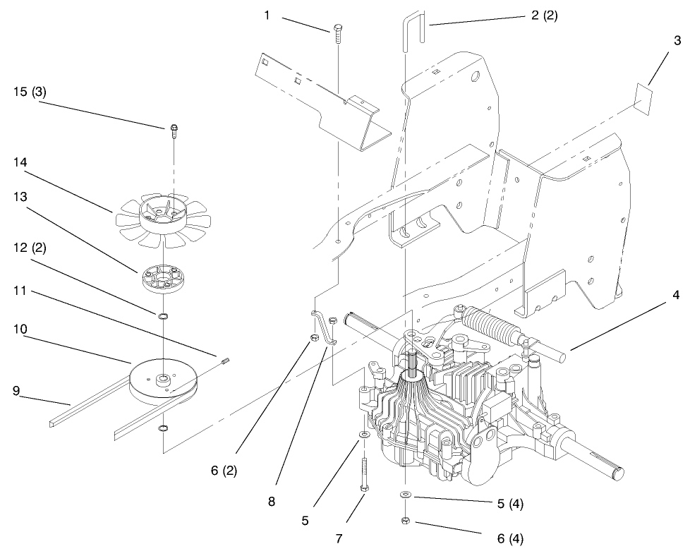 Hydro Transaxle Diagram and Parts List for 72102 7900001 - 7999999 Toro Lawn Tractor