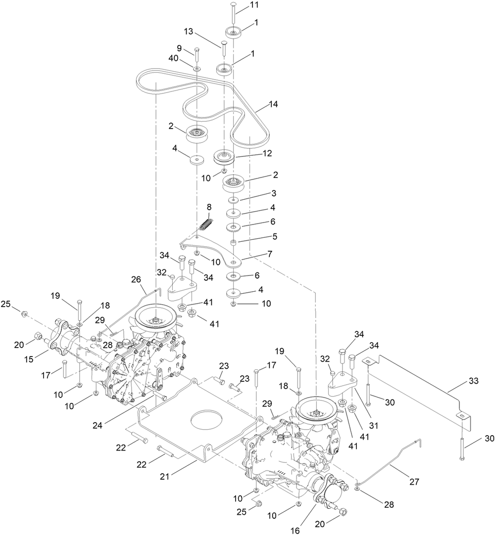 Traction Drive Assembly Diagram and Parts List for 74898 412800000 - 999999999 Toro Lawn Tractor