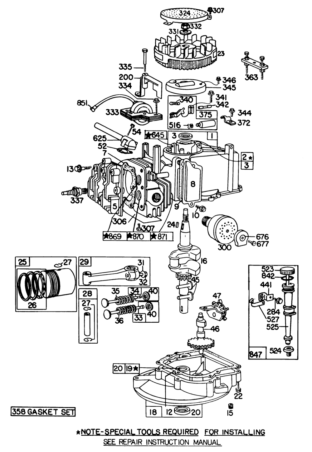 Engine Briggs & Stratton Model 92908-1846-01 Diagram and Parts List for 16711 8000001 - 8999999 Toro Lawn Mower