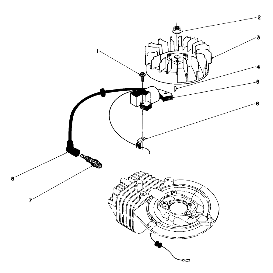 Flywheel & Magneto Assembly Diagram and Parts List for 20747 5000001 - 5999999 Toro Lawn Mower