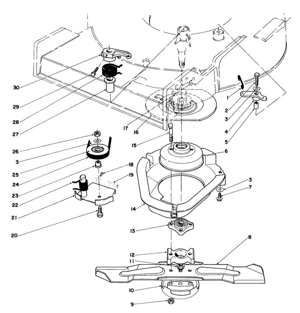 Blade Brake Clutch Assembly Diagram and Parts List for 20661 3000001 - 3999999 Toro Lawn Mower