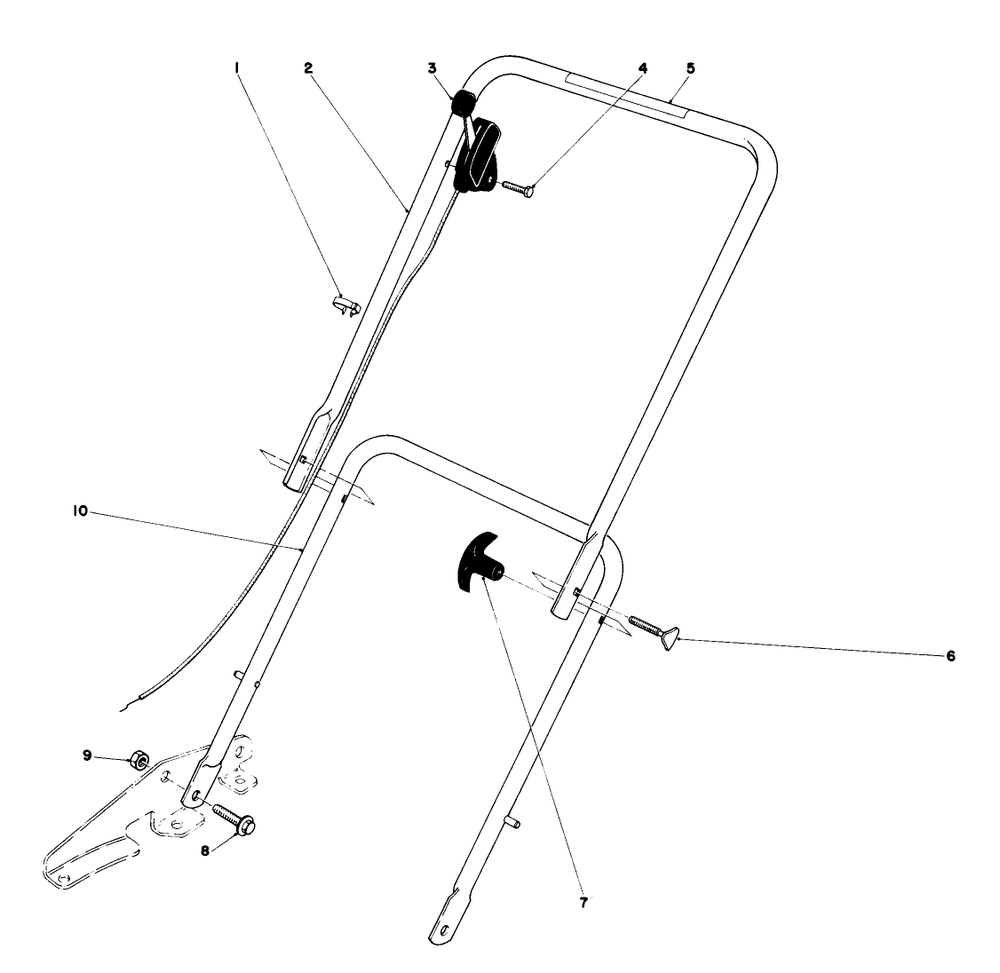 Handle Assembly Diagram and Parts List for 18017 9000001 - 9999999 Toro Lawn Mower