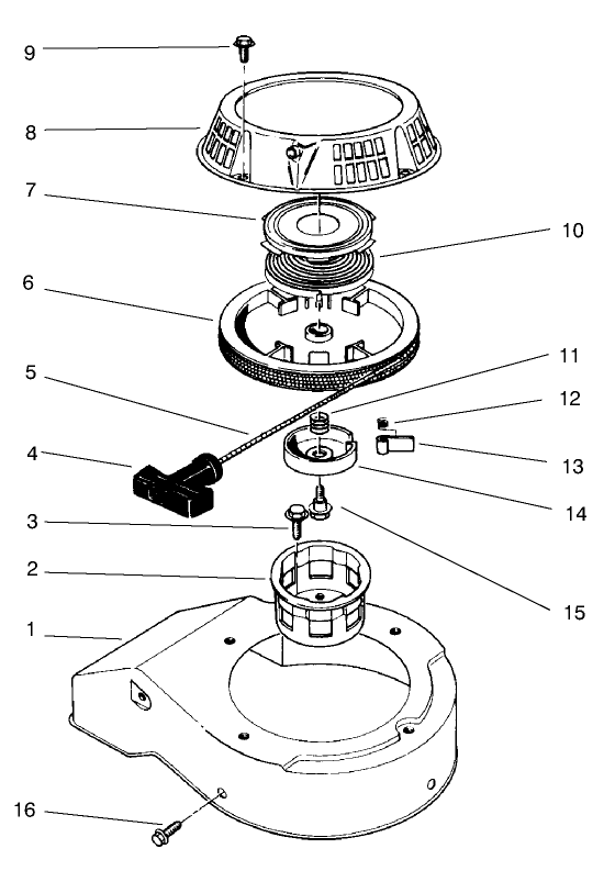 Recoil Assembly (Model No. 47pt6-3) Diagram and Parts List for 22026 7900001 - 7999999 Toro Lawn Mower
