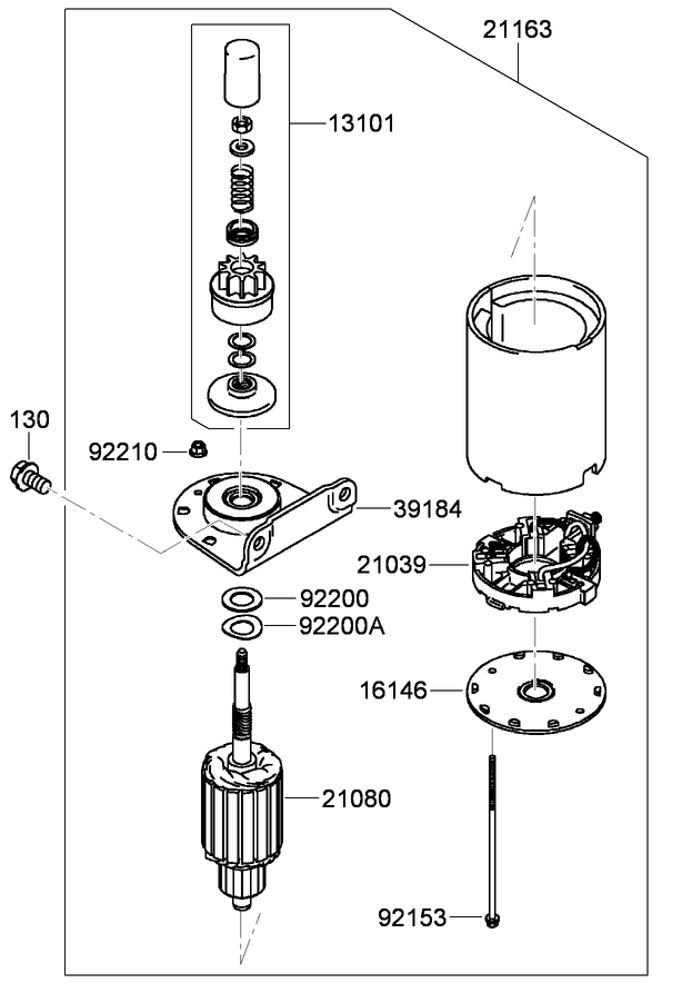 Starter Assembly Diagram and Parts List for 74558 (290003001-290999999)(2009) Toro Lawn Mower