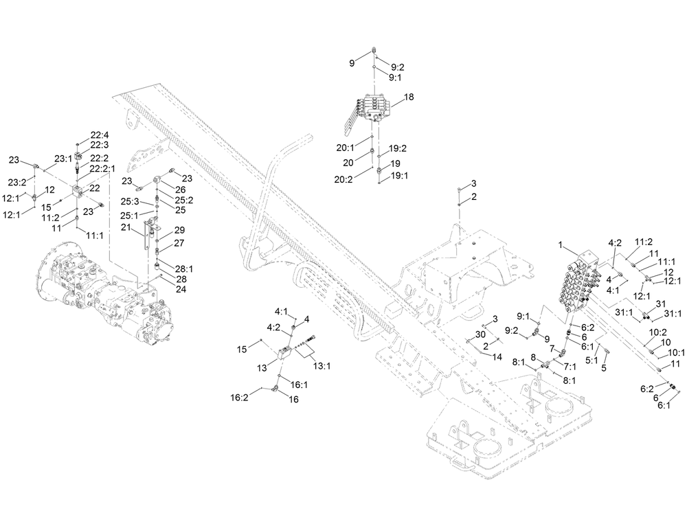9 Section And 4 Spool Hydraulic Valve Assembly Diagram and Parts List for 23898 400000000 - 999999999 Toro Lawn Tractor Accessories