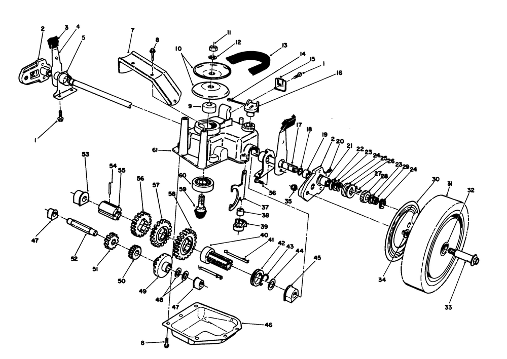Gear Case Assembly Diagram and Parts List for 26622 0000001 - 0003100 Toro Lawn Mower