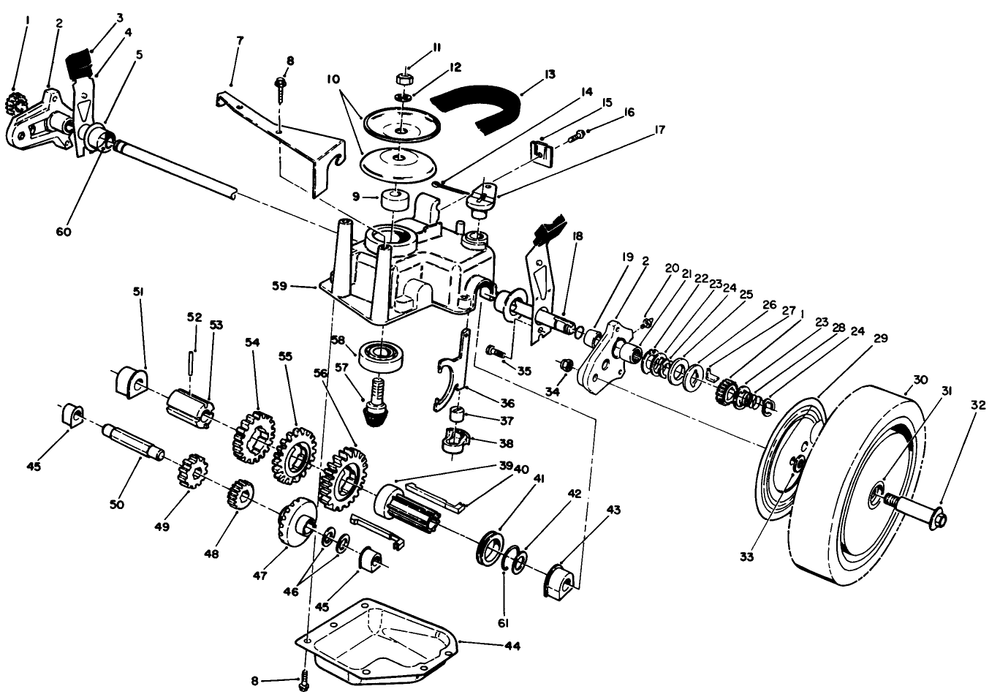 Gear Case Assembly Diagram and Parts List for 20631 9000001 - 9999999 Toro Lawn Mower