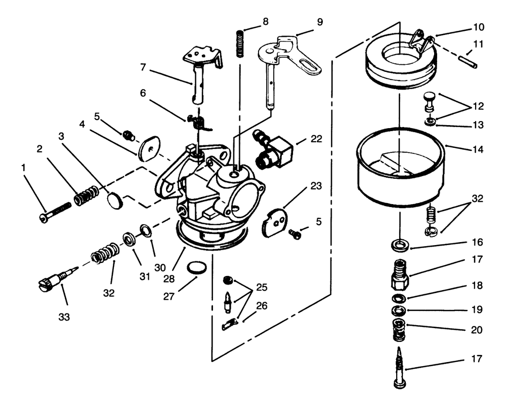 Carburetor No. 632107a Diagram and Parts List for 38054 6900001 - 6999999 Toro Snow Blower