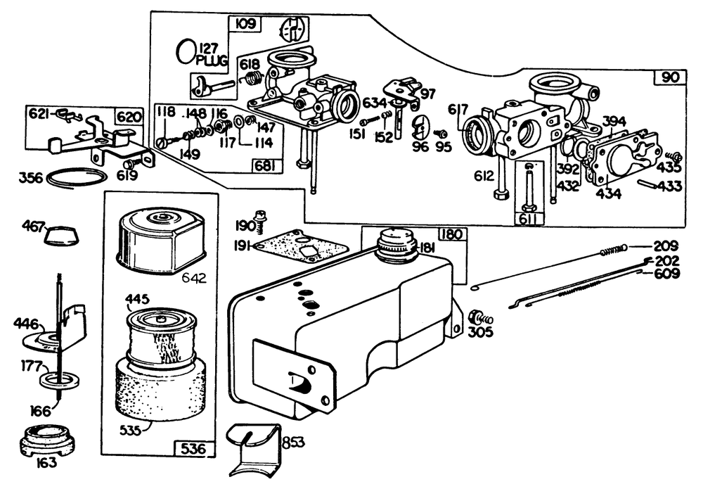 Engine Briggs & Stratton Model 131922-0163-01 Diagram and Parts List for 22020 4000001 - 4999999 Toro Lawn Mower
