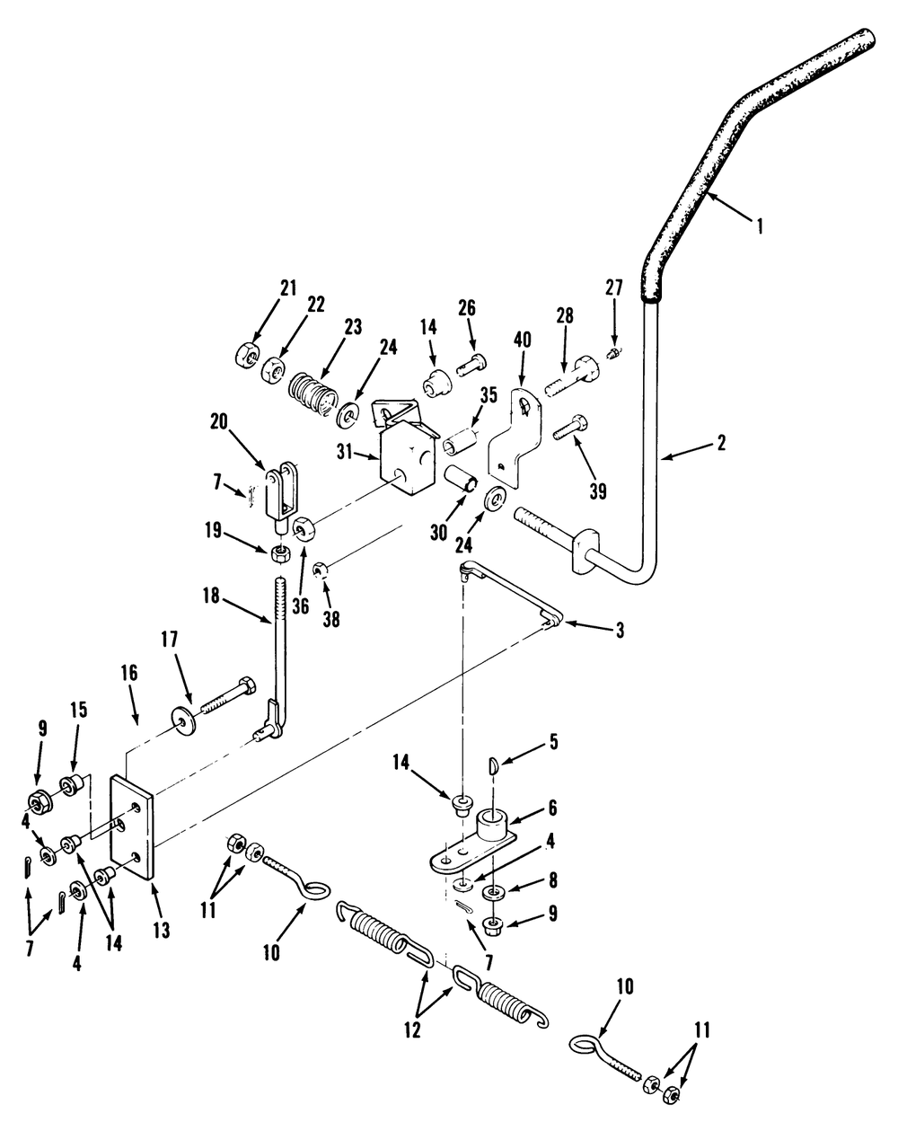 Transmission Drive Linkage Diagram and Parts List for Z1-24OE03  Toro Lawn Tractor
