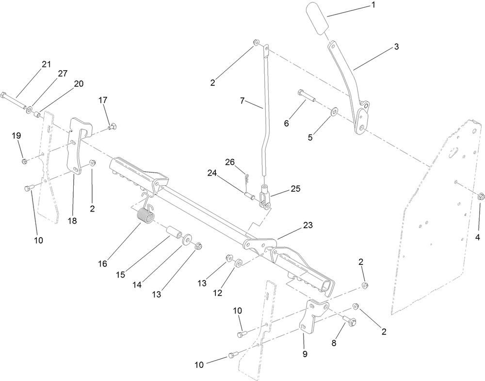 Parking Brake Assembly Diagram and Parts List for 74534TE (313000001-313999999)(2013) Toro Lawn Mower