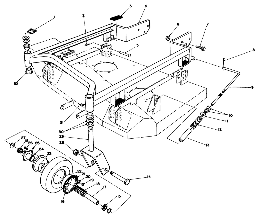 36" Carrier Frame Model No. 30136 Diagram and Parts List for 30111 6000001 - 6999999 Toro Lawn Tractor Accessories