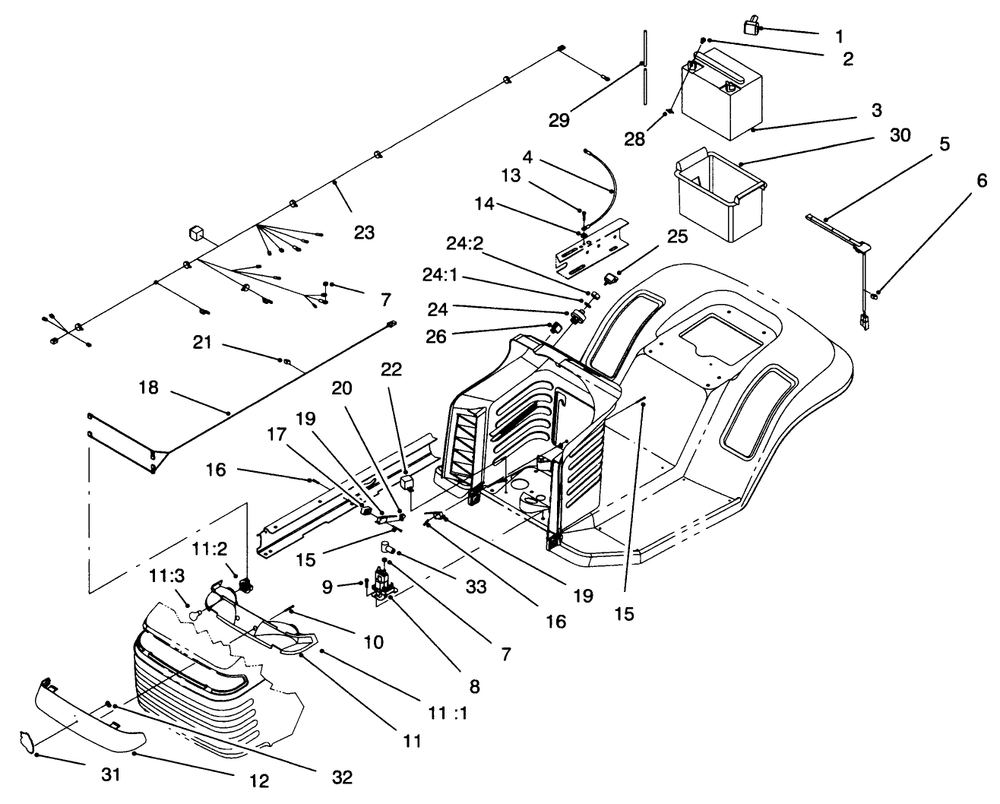 Electrical Assembly Diagram and Parts List for 71196 6900001 - 6999999 Toro Lawn Tractor