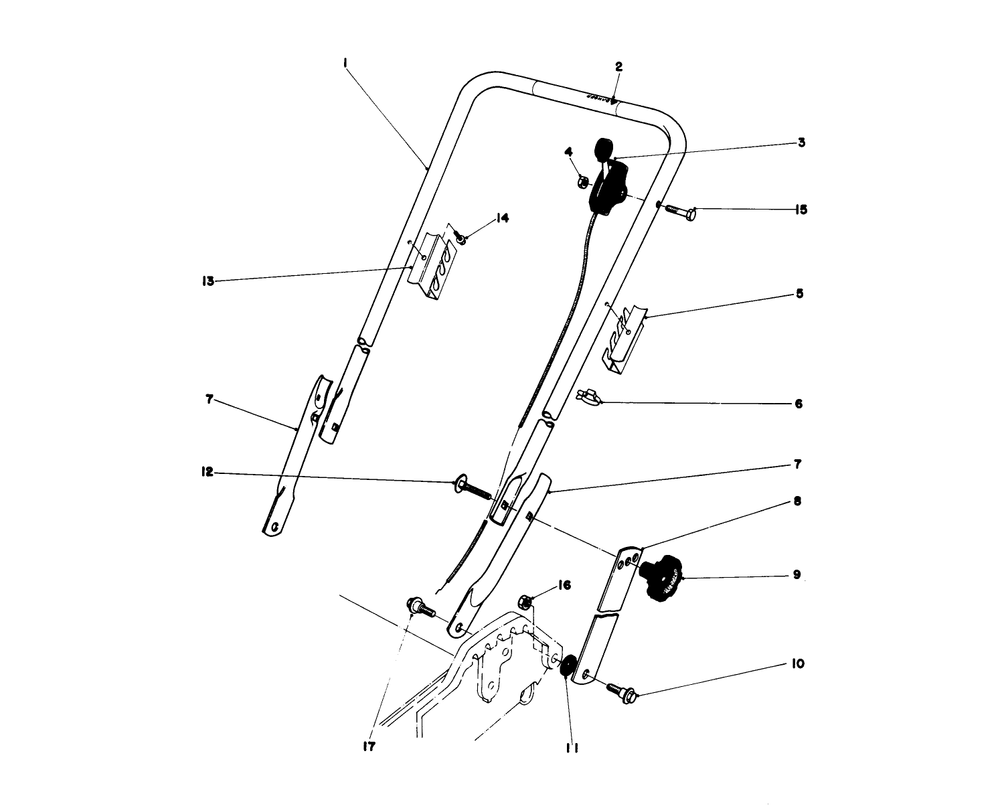 Handle Assembly Diagram and Parts List for 20698 8000001 - 8999999 Toro Lawn Mower
