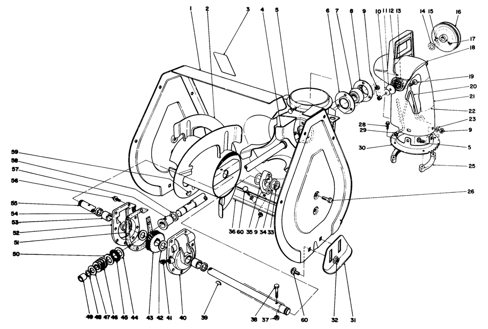 Auger Assembly Diagram and Parts List for 38052 8000001 - 8999999 Toro Snow Blower