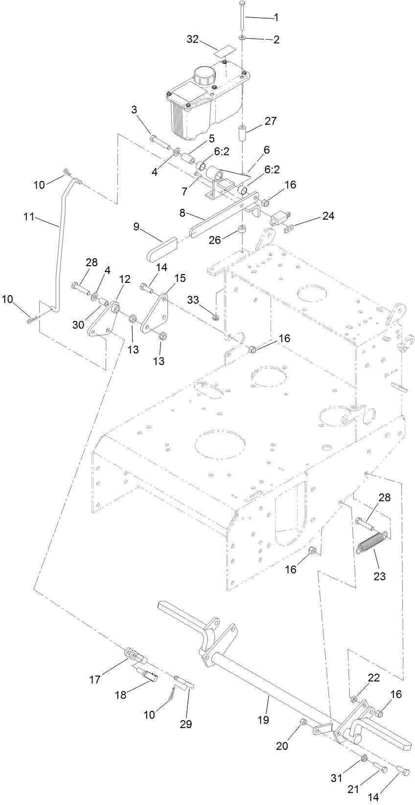 Parking Brake Assembly Diagram and Parts List for 31914 405300000-410299999 Toro Lawn Mower