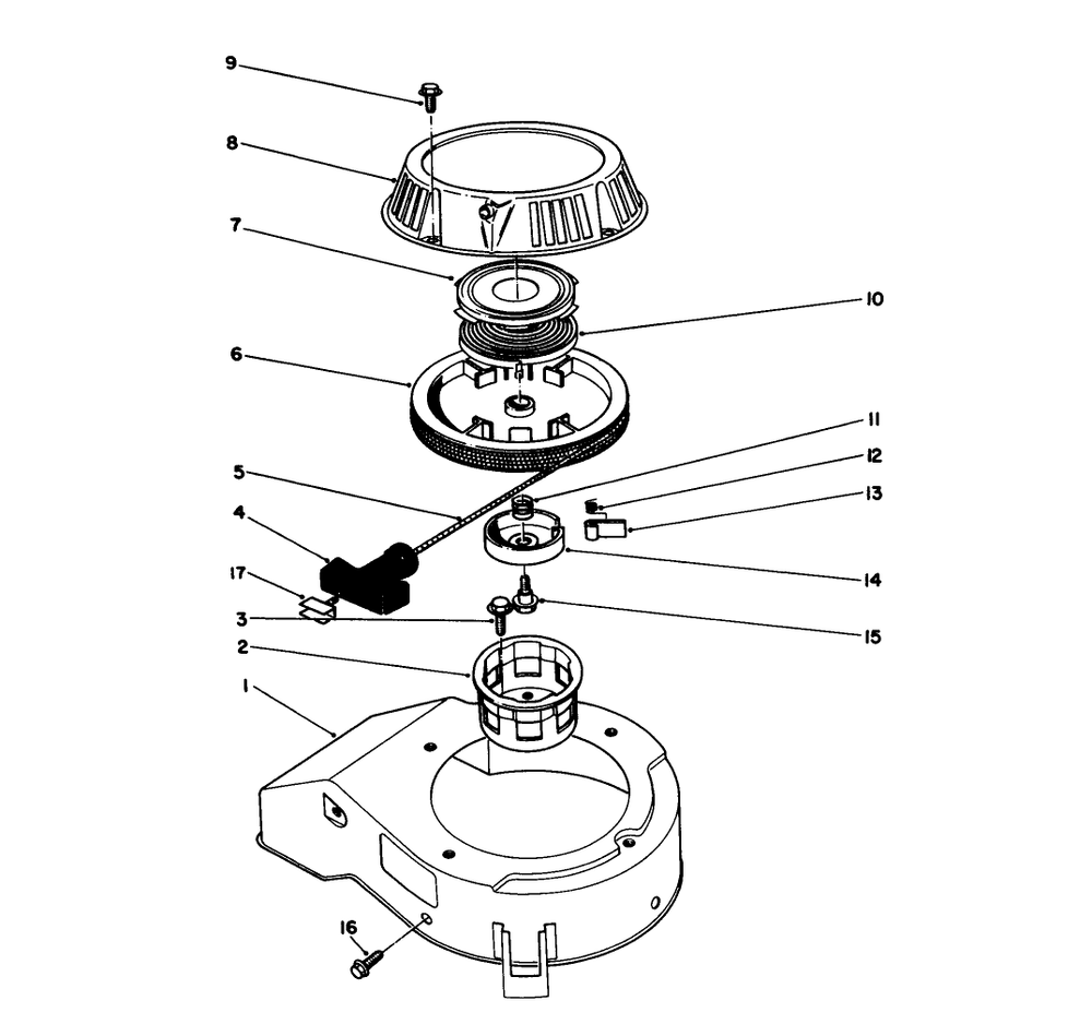 Recoil Assembly (Engine Model No. 47pj8) (Engine Model No. 47ph7) Diagram and Parts List for 20684C 9000001 - 9999999 Toro Lawn Mower