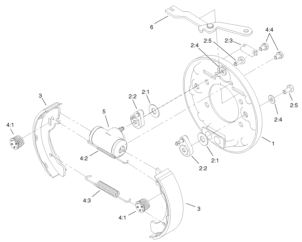 Left Hand Brake Assembly No. 104-6807 Diagram and Parts List for 12004TC 220000001 - 220999999 Toro Lawn Tractor