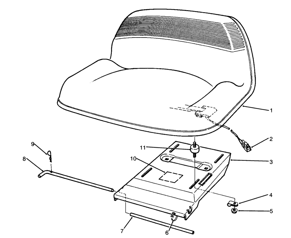 Seat Assembly (Model No. 70080, 70120 & 70140) Diagram and Parts List for 70140 3900001 - 3999999 Toro Lawn Tractor