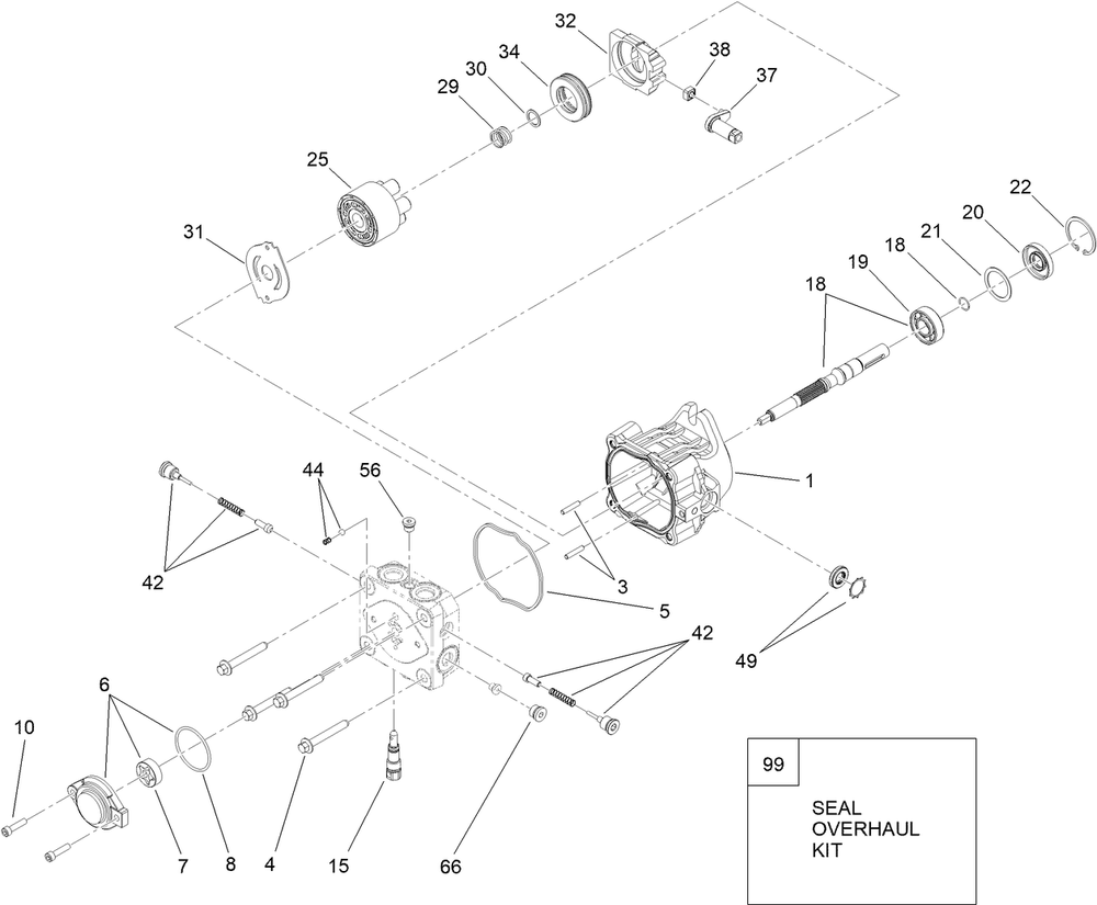 Hydraulic Pump Assembly No. 117-6410 Diagram and Parts List for 23208HD 400000000 - 999999999 Toro Stump Grinder