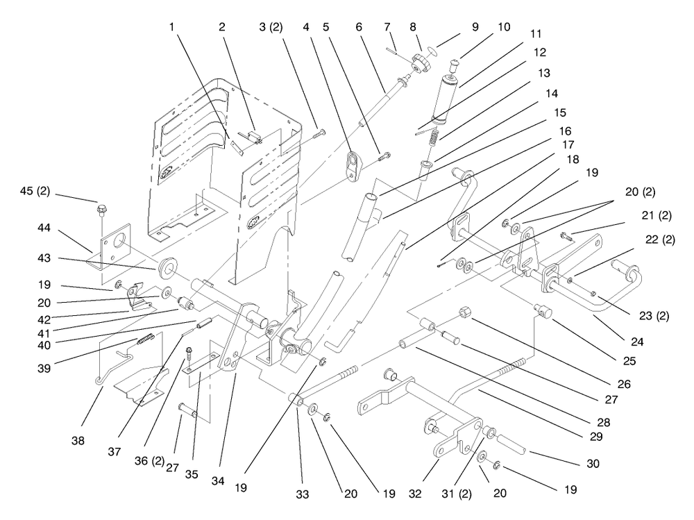 Lift Lever And Height Of Cut Diagram and Parts List for 72110 8900600 - 8999999 Toro Lawn Tractor