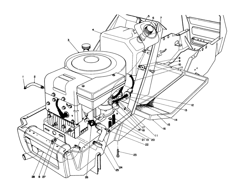 Engine Assembly Diagram and Parts List for 57356 9000001 - 9999999 Toro Lawn Tractor