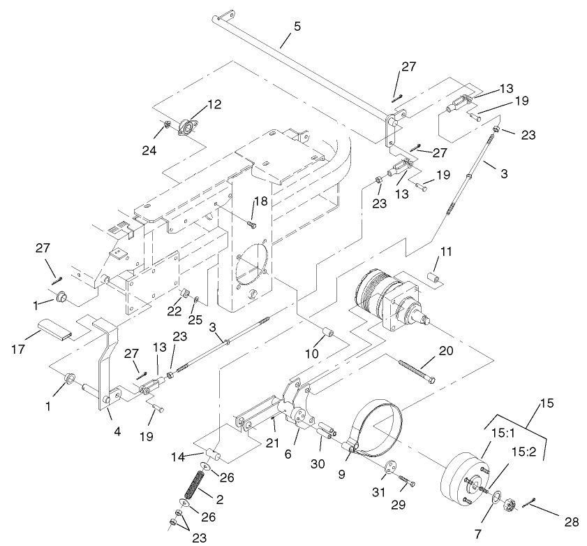 Brake And Wheel Hub Assembly Diagram and Parts List for 74214 (210000001-210999999)(2001) Toro Lawn Mower