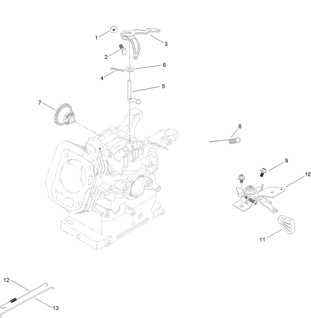 Governor Assembly Diagram and Parts List for 38814 409000000 - 411499999 Toro Snow Blower