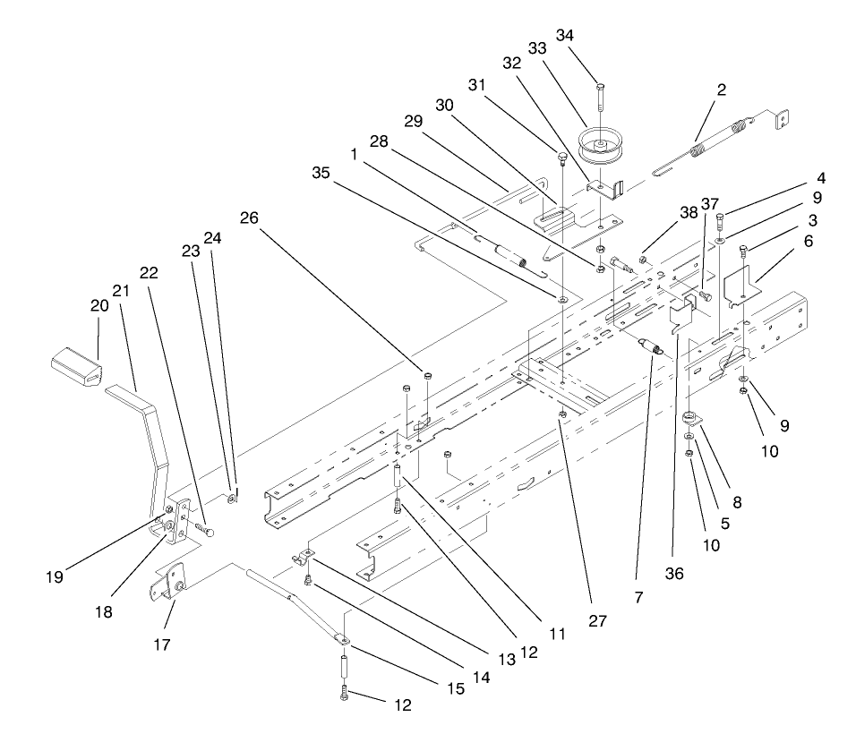 Clutch Assembly Diagram and Parts List for 71189 7900001 - 7999999 Toro Lawn Tractor