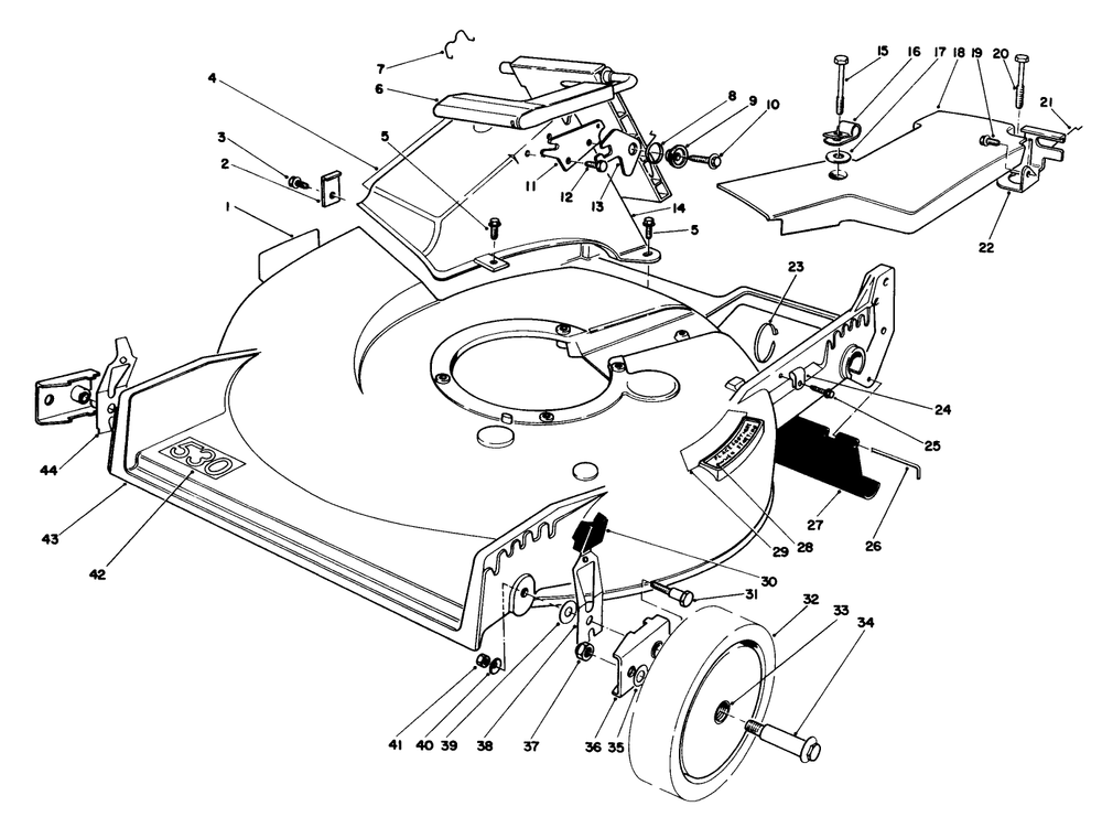Housing Assembly Diagram and Parts List for 20629C 6000001 - 6999999 Toro Lawn Mower