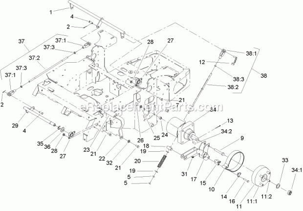 Parking Brake System Assembly Diagram and Parts List for 74166 240000001-240999999 Toro Lawn Mower