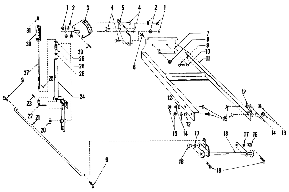 Mounting Frame Assembly Diagram and Parts List for 59032 2000001 - 2999999 Toro Snow Blower