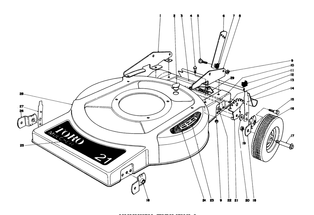 Housing Assembly Diagram and Parts List for 18017 0000001 - 0999999 Toro Lawn Mower