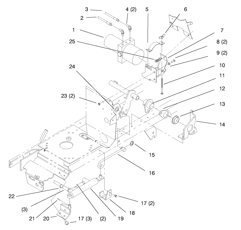 Power Lift Diagram and Parts List for 72110 6900001 - 6999999 Toro Lawn Tractor