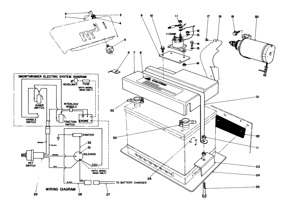 12 Volt Starting Motor Kit 42-3370 (Optional) Diagram and Parts List for 38150 3000001 - 3999999 Toro Snow Blower