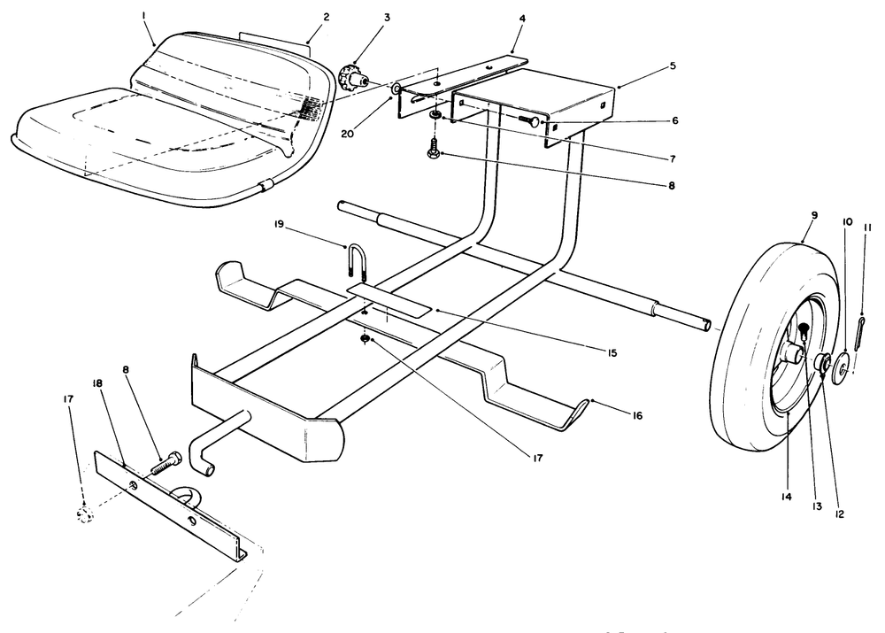 Sulky Kit Model No.30122 (Optional) Diagram and Parts List for 30114 1000001 - 1999999 Toro Lawn Tractor Accessories