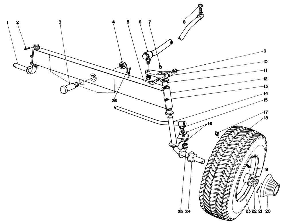 Front Axle Assembly Diagram and Parts List for 55256 1000001 - 1999999 Toro Lawn Tractor