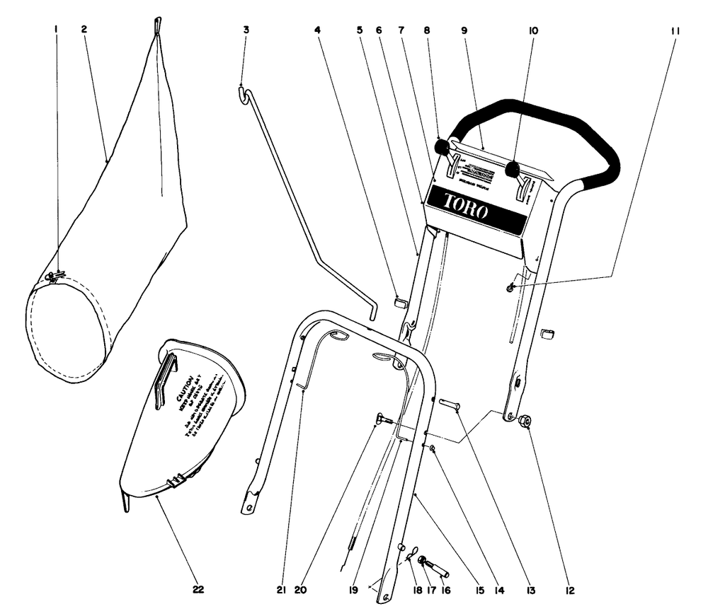 Handle Assembly Model 19273 Diagram and Parts List for 19273 3000001 - 3999999 Toro Lawn Mower