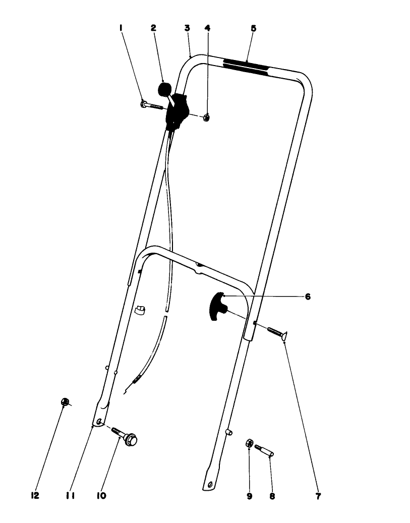 Handle Assembly Model 16300 And 16310 Diagram and Parts List for 16300 9000001 - 9999999 Toro Lawn Mower