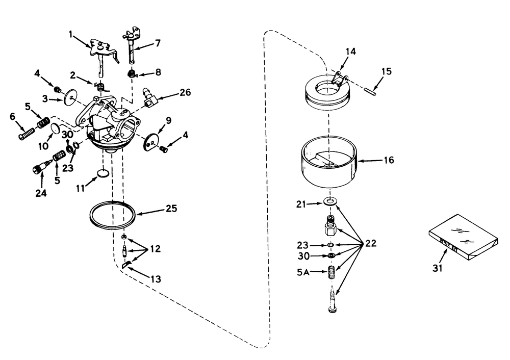 Carburetor No. 631449 Diagram and Parts List for 56036 6000001 - 6999999 Toro Lawn Tractor