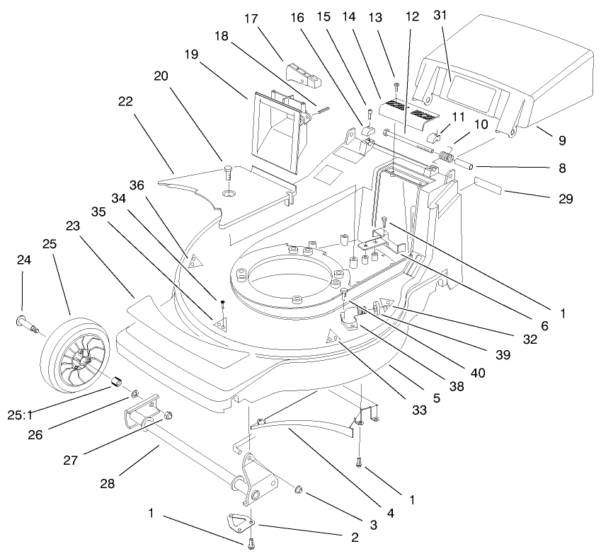 Deck Assembly Diagram and Parts List for 20824 8900001 - 8999999 Toro Lawn Mower