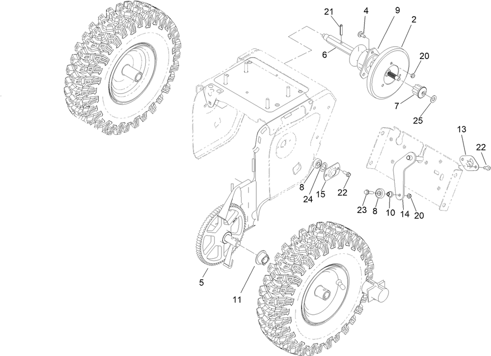 Drive Assembly Diagram and Parts List for 31875 413000000 - 414119399 Toro Snow Blower